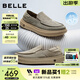百麗網(wǎng)孔透氣休閑布鞋男2026新款夏商場(chǎng)款輕盈厚底增高鞋8WK02BM6 灰色（一腳蹬） 40