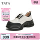 他她（TATA）英倫厚底小皮鞋女鞋學(xué)院運動(dòng)深口單鞋春新款CCJ03AM5 米白/黑 37