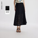 朗姿純棉設計感鏤空氣質(zhì)黑色半身裙法式高級感裙子夏季新款 黑色2 XL
