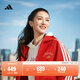 adidas金晨同款拒水潮流寬松加絨軟殼夾克外套女阿迪達斯輕運動(dòng)   淺猩紅   L
