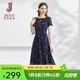 經(jīng)典故事（JANE STORY）經(jīng)典故事優(yōu)雅氣質(zhì)修身雪紡連衣裙2025新款夏季高端復古碎花裙女 M73深藍色 XL