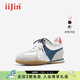 iiJin艾今2025新款7.5cm隱形內增高復古美拉德舒適德訓鞋休閑鞋女321QNI 藍灰色 37
