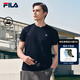 FILA 斐樂(lè )官方男子針織短袖衫夏新款時(shí)尚休閑簡(jiǎn)約基礎圓領(lǐng)T恤 傳奇藍-NV XL 180/100A/XL