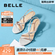 百麗（Belle）白百何同款華爾茲優(yōu)雅一字帶涼鞋女商場(chǎng)款綁帶高跟鞋3WS33BL5 銀色 37 (235mm)