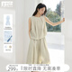 對白（DUIBAI）極簡(jiǎn)老錢(qián)風(fēng)無(wú)袖襯衫套裝女2026夏季新款背心八分闊腿褲兩件套 淺豆綠 S