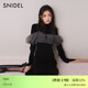 SNIDEL秋冬薄紗吊帶半高領(lǐng)針織連衣裙兩件套SWNO245065 黑色 均碼 （F）