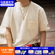 馬登工裝 復古學(xué)院風(fēng)lvy棒球衫T恤口袋章仔刺繡寬松球衣短袖男潮夏 象牙白 L