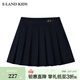 E·LAND KIDS【零染科技】衣戀女童百褶短裙春季新品學(xué)院風(fēng)刺繡皮扣 Navy藏青色/59 160
