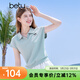 百圖betu女裝夏季新款T恤衫休閑運動(dòng)舒適棉感夏裝短袖上衣2506T07 淺蘭 L