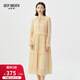 深呼吸DEEP BREATH女裝簡(jiǎn)約木耳領(lǐng)洋裝高腰寬松小黑連衣裙8500147 鵝黃 S (2)