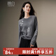 晚白【新品】設計感亮片含羊毛針織衫女2026春款氣質(zhì)寬松大碼顯瘦毛衣 深花灰 L