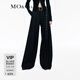 MO&Co.西褲休閑褲含綿羊毛壓褶廓形boxyfit高腰闊腿褲附腰帶摩安珂 黑色 S 160