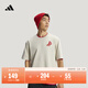 adidas純棉柔軟休閑百搭時(shí)尚寬松短袖T恤男女阿迪達斯官方輕運動(dòng)   灰白色   M