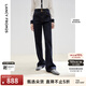 朗姿【精英衣櫥】棉質(zhì)復古直筒微喇長(cháng)褲冬季新款休閑丹寧深藍色牛仔褲 月夜深藍色 S