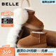 百麗（Belle）復古雪地靴女冬季新款商場(chǎng)同款厚底增高保暖休閑短靴E8B1DDD5 棕色 37