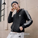 adidas日常通勤休閑三條紋連帽夾克外套男裝秋季阿迪達斯輕運動(dòng) 黑色/白   2XL