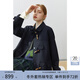 范思藍恩22FS4106韓系氣質(zhì)牛角扣大衣女秋冬學(xué)院風(fēng)雙面羊毛呢外套 藏青色 L