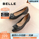 百麗（Belle）時(shí)尚蝴蝶結淺口單鞋女鞋休閑舒適牛皮單鞋D3R1DAQ5預售 黑色 38 (240mm)