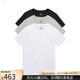 Calvin Klein CK男T恤短袖上衣內衣 純棉V領(lǐng)打底衫 運動(dòng)休閑百搭純色舒適3件裝 Grey White Black黑白灰 七夕禮物 S 適合胸圍91cm左右