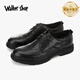 Walker Shop 男士商務(wù)皮鞋2026春季新款英倫軟底休閑皮鞋百搭正裝鞋新郎婚鞋 黑色【正品男鞋】 41