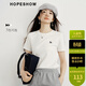 紅袖（hopeshow）正肩短袖T恤2026春季新款女裝撞色木馬刺繡顯瘦百搭圓領(lǐng)小上衣 本白001 L