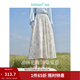 茵曼（INMAN）亞麻歐若風(fēng)薄款植物碎花半身裙女裝2026年夏季新品a字中長(cháng)傘裙子 白底藍花 M