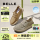 百麗布鞋透氣男夏季商場(chǎng)同款厚底一腳蹬休閑鞋8SW01BM5預售 卡其色（彈力帶） 40 (250mm)