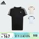 阿迪達斯（adidas）3 STRIPES T-SHIRT 日常運動(dòng)短袖圓領(lǐng)T恤 KE0919黑色