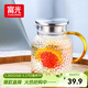富光耐熱玻璃涼水壺大容量家用果汁杯花茶杯茶壺冷水壺錘紋壺1200ML