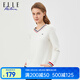 ELLE ACTIVE設計感撞色V領(lǐng)長(cháng)袖T恤女士春季時(shí)尚休閑運動(dòng)百搭拼色內搭上衣女 白色 XL
