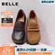 百麗（Belle）張凌赫推薦簡(jiǎn)約復古牛皮樂(lè )福鞋女26春新商場(chǎng)平跟單鞋F2E1DAA6 咖啡色 38 (240mm)