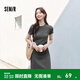 森馬（Semir）連衣裙女收腰T恤裙小心機夏季2025新款繡花圓領(lǐng)短裙簡(jiǎn)約休閑 深花灰00120 S