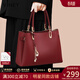 viney牛皮手提包包女包斜挎紅色新娘婚包生日禮物送女友老婆 【紅色】高檔實(shí)用媽媽包中年 輕奢時(shí)尚品牌大容量通勤單肩包