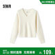 森馬（Semir）毛衣女冬季短款含羊毛破洞V領(lǐng)毛衫辣妹個(gè)性ins小個(gè)子101724107032
