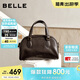 百麗女包絨面波士頓包送禮質(zhì)感真皮保齡球包BL861DX5 啡色【牛皮款】