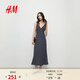 H&M女裝連衣裙春季撞色波點(diǎn)精致松弛露背裙復古波點(diǎn)印花裙1000007 藍底白點(diǎn) S