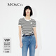 MO&Co.經(jīng)典條紋珠繡logo短袖短款薄款針織衫白黑條上衣女摩安珂 白黑條色-第2批 M 165