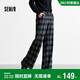 森馬（Semir）休閑褲女冬格子加絨長(cháng)褲寬松2025鹽系復古潮流闊腿褲109725127005