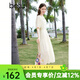 百圖betu女裝春夏新款連衣裙收腰氣質(zhì)法式復古減齡連衣裙2403D03 米白 M