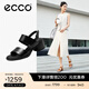 愛(ài)步（ECCO）女士涼鞋 夏季一字帶粗跟涼鞋時(shí)尚舒適 雕塑222763 黑色22276301001 （牛皮革） 38 (240mm)