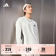 adidas三條紋休閑簡(jiǎn)約寬松長(cháng)袖T恤男女秋季阿迪達斯輕運動(dòng)   米白   L