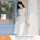 香影法式v領(lǐng)連衣裙女2026春季新款萊賽爾天絲長(cháng)袖木耳邊收腰裙子 鷺白 S 155/80A/85-95斤