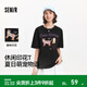 森馬（Semir）短袖t恤女中長(cháng)款寬松顯瘦萌寵印花上衣2025夏裝新款透氣套頭衫 黑色90001-戴珍珠項鏈的小貓 S