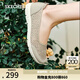 斯凱奇（Skechers）女鞋透氣蕾絲單鞋淺口一腳蹬平底鞋軟底舒適透氣旅游鞋100686 灰褐色/TPE 38.5