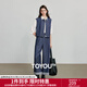 初語(yǔ)仿牛仔背心馬夾休閑闊腿褲女2025秋季新款老錢(qián)風(fēng)格紋兩件套裝 牛仔藍 M