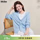MsShe【假兩件撞色披肩針織衫】大碼女裝2026春裝胖mm高級感上衣 冰河藍色現貨 3XL
