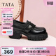 他她（TATA）小皮鞋2026春季新款豆豆鞋黑色厚底女鞋樂(lè )福鞋子CHY07AM6 黑色（寬版） 37