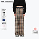 ANN ANDELMAN【明星同款】官方直營(yíng)設計感直筒休閑長(cháng)褲腰頭拼接格紋休閑褲 卡其色 M