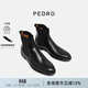 PEDRO男士松緊帶牛皮切爾西靴商務(wù)休閑皮鞋靴子送男生PM1-96600004-1 黑色 41