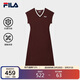 FILA斐樂(lè )官方女子針織連衣裙夏時(shí)尚休閑基礎涼感V領(lǐng)裙子